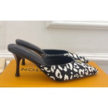 Louis Vuitton Heel 7cm Leopard Print Stellar Mules Black/White 2024