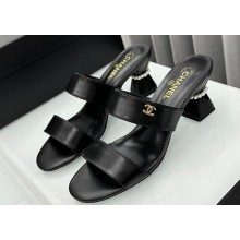 Chanel Lambskin & Imitation Pearls Mules G45685 Black 2024
