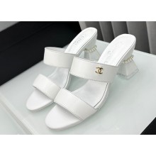 Chanel Lambskin & Imitation Pearls Mules G45685 White 2024