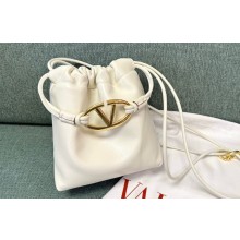 Valentino Vlogo Pouf Nappa Leather Mini Bucket Bag White 2024