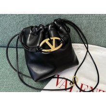 Valentino Vlogo Pouf Nappa Leather Mini Bucket Bag Black 2024