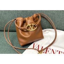 Valentino Vlogo Pouf Nappa Leather Mini Bucket Bag Brown 2024