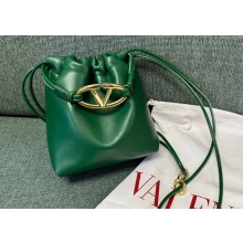 Valentino Vlogo Pouf Nappa Leather Mini Bucket Bag Green 2024