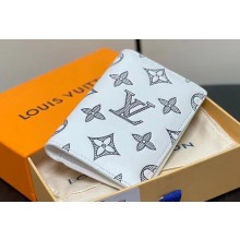 Louis Vuitton Monogram Shadow calfskin leather Pocket Organizer Wallet M83377 White/Navy 2024