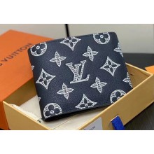 Louis Vuitton Monogram Shadow calfskin leather Multiple Wallet M83379 Ink Blue/White 2024