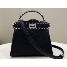 Fendi iconic Peekaboo Mini Bag black/Python Selleria with topstitches 2024