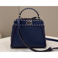 Fendi iconic Peekaboo Mini Bag blue Selleria with topstitches 2024