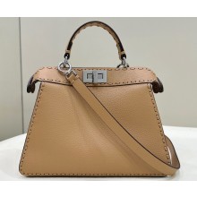 Fendi Peekaboo ISeeU Small Bag Beige Selleria with 556 hand-sewn stitches 2024