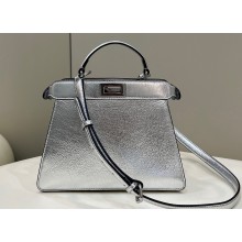 Fendi Peekaboo ISeeU Small Bag in nappa Leather Silver 2024