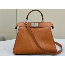 Fendi Peekaboo ISeeU Small Bag Brown Selleria with 556 hand-sewn stitches 2024