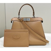 Fendi Peekaboo ISeeU Medium Bag Beige Selleria with oversized topstitching 2024