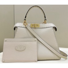 Fendi Peekaboo ISeeU Medium Bag White Selleria with oversized topstitching 2024