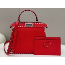 Fendi Peekaboo ISeeU Medium Bag Red Selleria with topstitches 2024