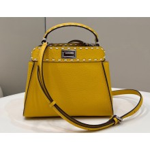 Fendi iconic Peekaboo Mini Bag Yellow Selleria with topstitches 2024
