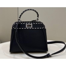 Fendi iconic Peekaboo Mini Bag black Selleria with topstitches 2024