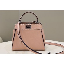 Fendi iconic Peekaboo Mini Bag Light Pink Selleria with topstitches 2024