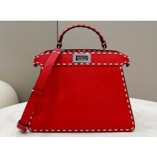 Fendi Peekaboo ISeeU Small Bag Red Selleria with topstitches 2024