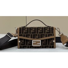 Fendi Soft Trunk Baguette Bag FF jacquard fabric Brown 2024