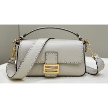 Fendi Medium Baguette Bag Camellia Selleria with oversize topstitching 2024