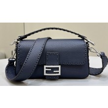 Fendi Medium Baguette Bag Midnight blue Selleria with oversize topstitching 2024
