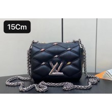 Louis Vuitton Lambskin Pico GO-14 Bag with metal studs M24246 Black 2024