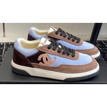 Chanel Suede Leather Logo Sneakers Camel/Blue 2024