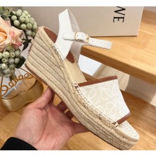 Loewe anagram Canvas Wedge Espadrilles Sandals Beige 2024