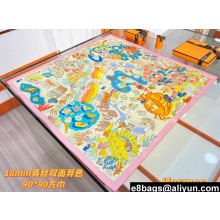 Hermes scarf 90x90cm in silk twill Top Quality 129 2024