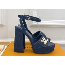 Louis Vuitton Heel 12cm Platform 3.5 Shake Sandals Denim Dark Blue 2024