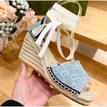Gucci Women's GG platform espadrille 776846 GG Denim Light Blue 2024