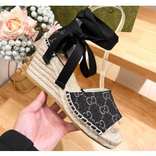 Gucci Women's GG platform espadrille 776846 GG Denim Black 2024