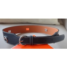 Hermes Width 4.5cm Heritage Anneaux 45 belt Black/Silver