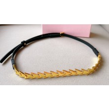 Miu Miu Width 1.5cm Metal Leather Belt Black