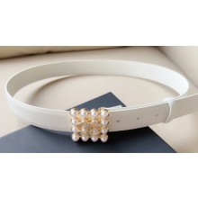 Chanel Width 3cm Metal & Glass Pearls calfskin belt AAA036 04 2024