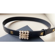Chanel Width 3cm Metal & Glass Pearls calfskin belt AAA036 06 2024