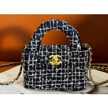 Chanel Sequin Embroidered Tweed & Gold-Tone Metal Clutch with Chain Bag AP3435 Black 2024