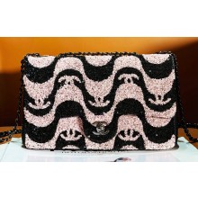 Chanel Sequins Medium Classic Flap Bag Black & Pink 2024