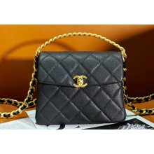 Chanel Grained Calfskin & Gold-Tone Metal Mini Flap Bag with Top Handle AS4472 Black 2024