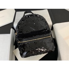 Chanel Sequins & Silver-Tone Metal Mini Backpack Bag AS4662 Black 2024