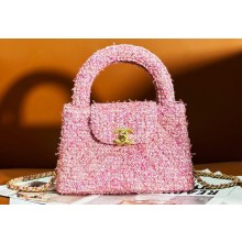 Chanel Cotton Tweed & Gold-Tone Metal Mini Shopping Bag AS4416 Pink 2024