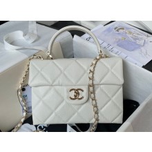 Chanel Grained Calfskin & Gold-Tone Metal Small Flap Bag with Top Handle AS4711 White 2024