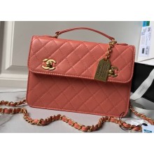 Chanel Vintage Gold-Tone Metal Flap Bag with Top Handle AS6025 Coral Pink 2024