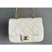 Chanel Lambskin, Resin & Gold-Tone Metal Small Flap Bag with Top Handle AS4848 White 2024