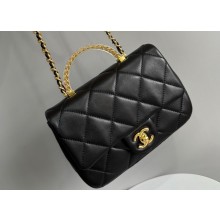 Chanel Lambskin, Resin & Gold-Tone Metal Small Flap Bag with Top Handle AS4848 Black 2024