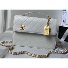 Chanel Vintage Gold-Tone Metal Flap Bag with Top Handle AS6025 White 2024