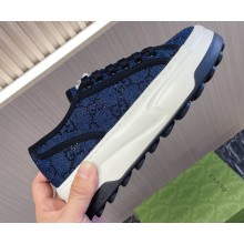 Gucci Tennis 1977 Women's GG sneakers 772879 Blue denim with black GG crystals 2024