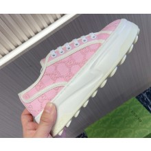 Gucci Tennis 1977 Women's GG sneakers 782737 Pink canvas with GG embroideries 2024