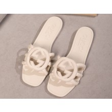 Gucci Women's Interlocking G slide sandals 780307 in Rubber White 2024