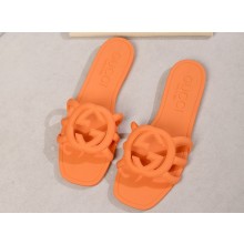 Gucci Women's Interlocking G slide sandals 780307 in Rubber Orange 2024