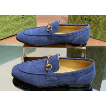 Gucci Men's Jordaan loafer 406994 in Suede Blue 2024